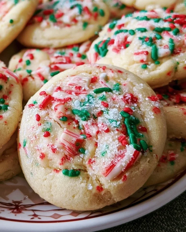 Homemade Copycat Christmas Cake Batter Cookies on a festive plate.