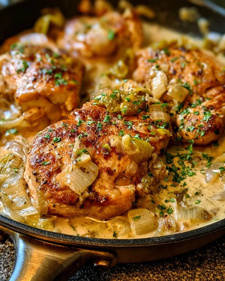 Creamy Pepperoncini Chicken Skillet served in a cast iron pan