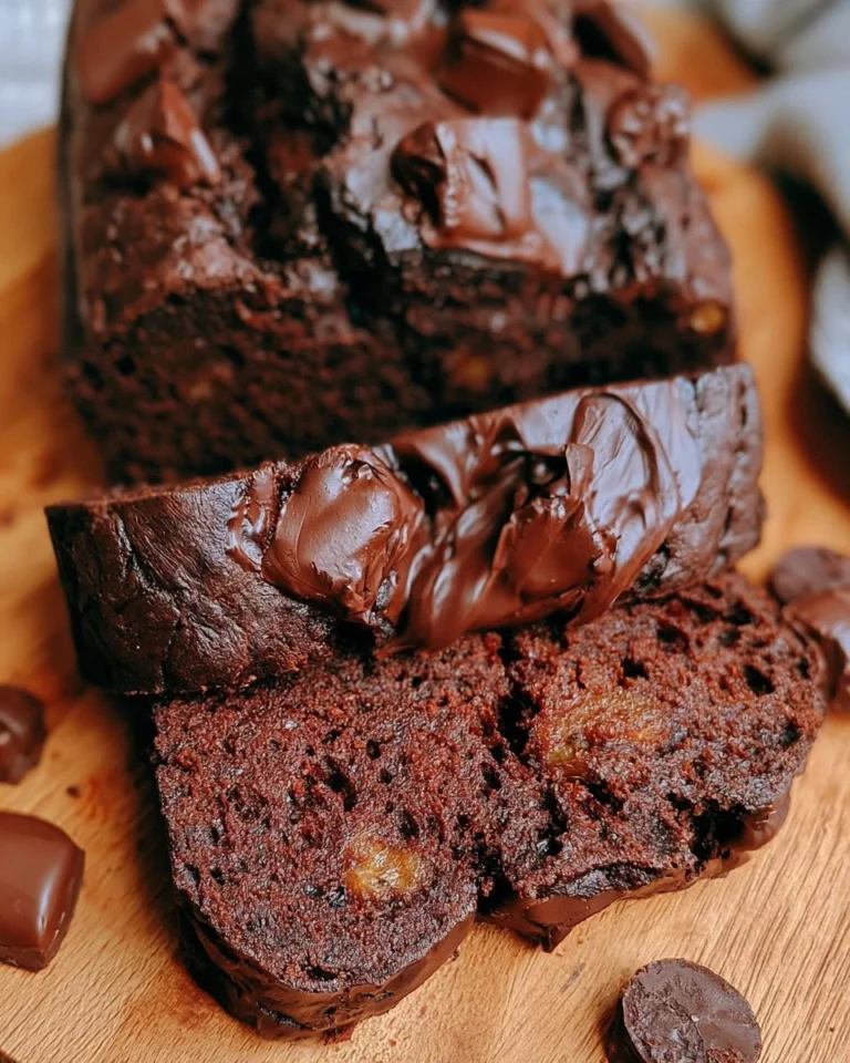 Delicious double chocolate banana bread with chocolate chips and ripe bananas