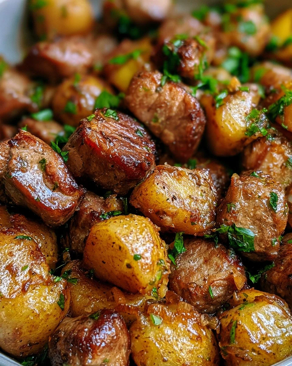 Garlic Butter Steak Bites with Potatoes