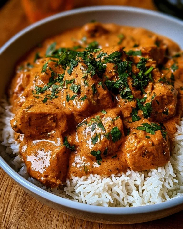 Delicious Chicken Tikka Masala served with rice and naan bread
