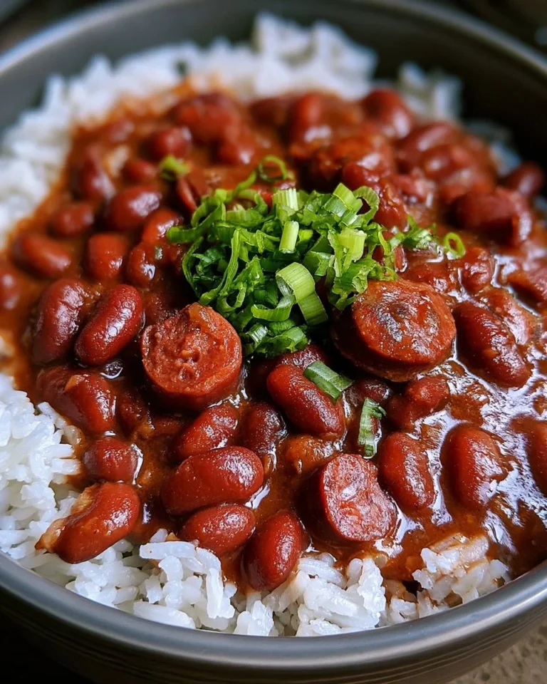 Delicious New Orleans Style Red Beans and Rice served in a bowl