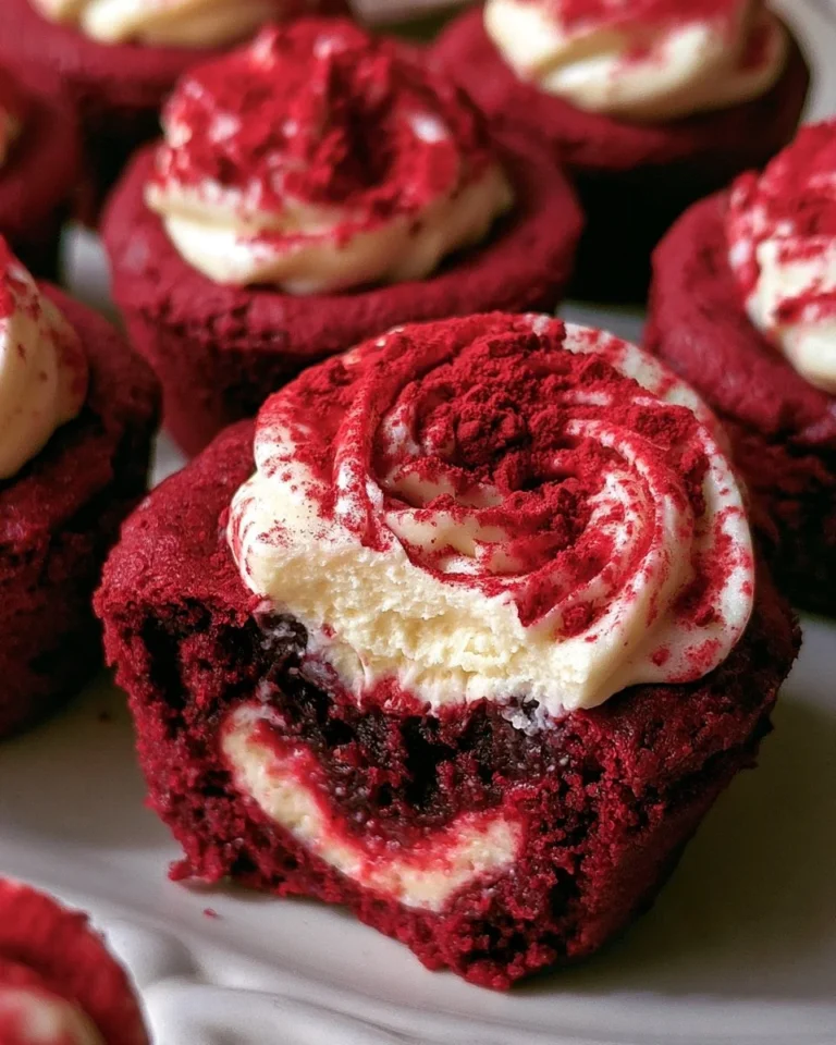 Delicious Red Velvet Cheesecake Brownie Bites served on a plate