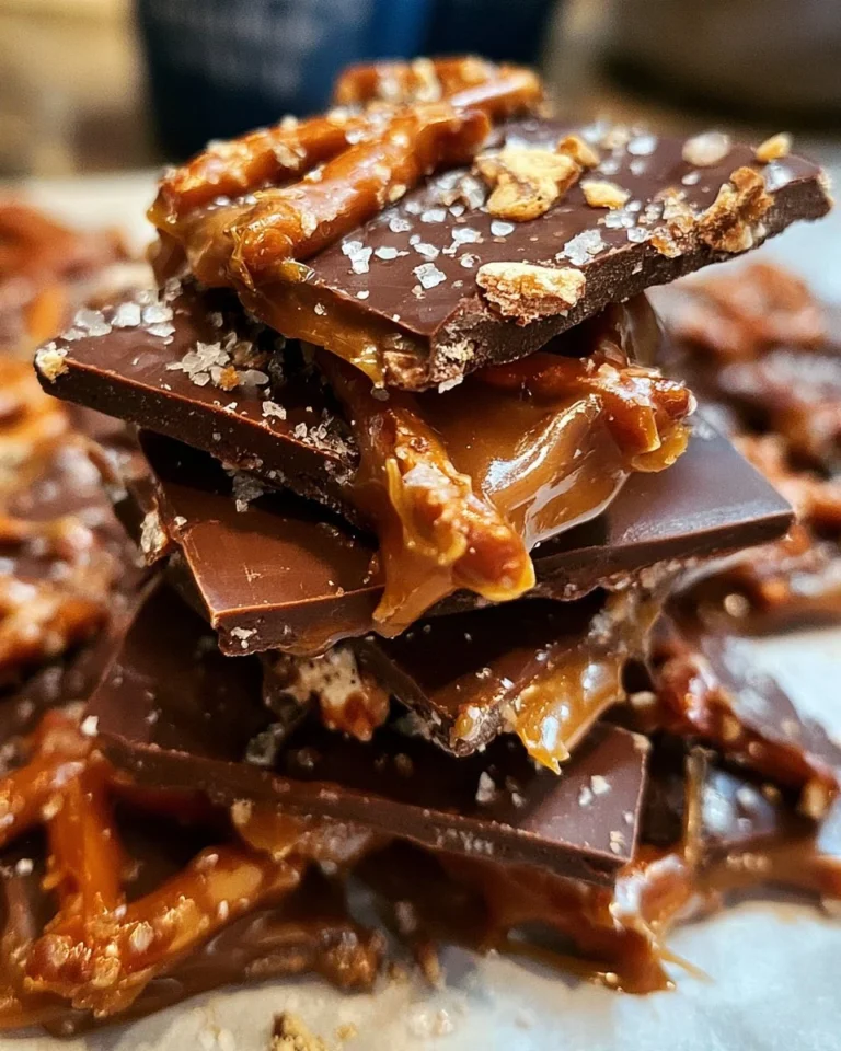 Salted caramel pretzel bark with a crunchy texture and sweet flavor